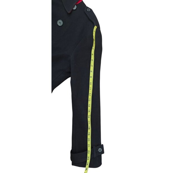 OPERATIONS NYC Black Wool Cashmere Military Peacoat Trench Coat Small USA Made - Picture 15 of 16